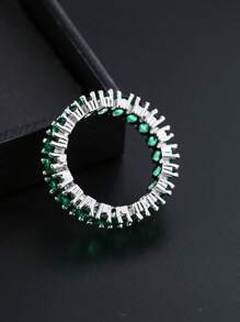 1 件 CZ 指环，男士白金，奢华优雅，女士配饰，日常佩戴，派对，现代珠宝 - 墨綠色 - 查看 2