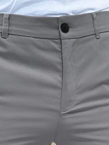 Manfinity Mode Men Suit Pants Nút Túi màu trơn - Xám - Xem 4