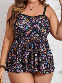 Swim Lushoire 大码花卉印花荷叶边下摆泳衣夏季海滩 - 彩色 - 查看 5