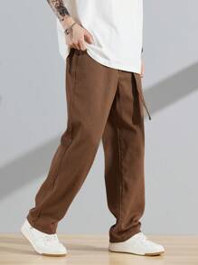 Manfinity Hypemode Men Slant Pocket Straight Leg Jeans - Brown - View 4