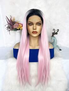 1pc 13 X 3 Lace Front Long Straight Synthetic Wig & 1pc Wig Cap - Multicolor - View 3