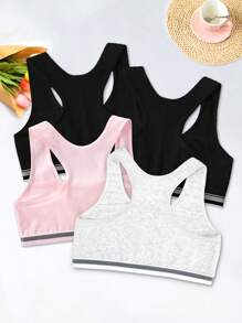 Girls 4pcs Striped Trim Bralet - Multicolor - View 2
