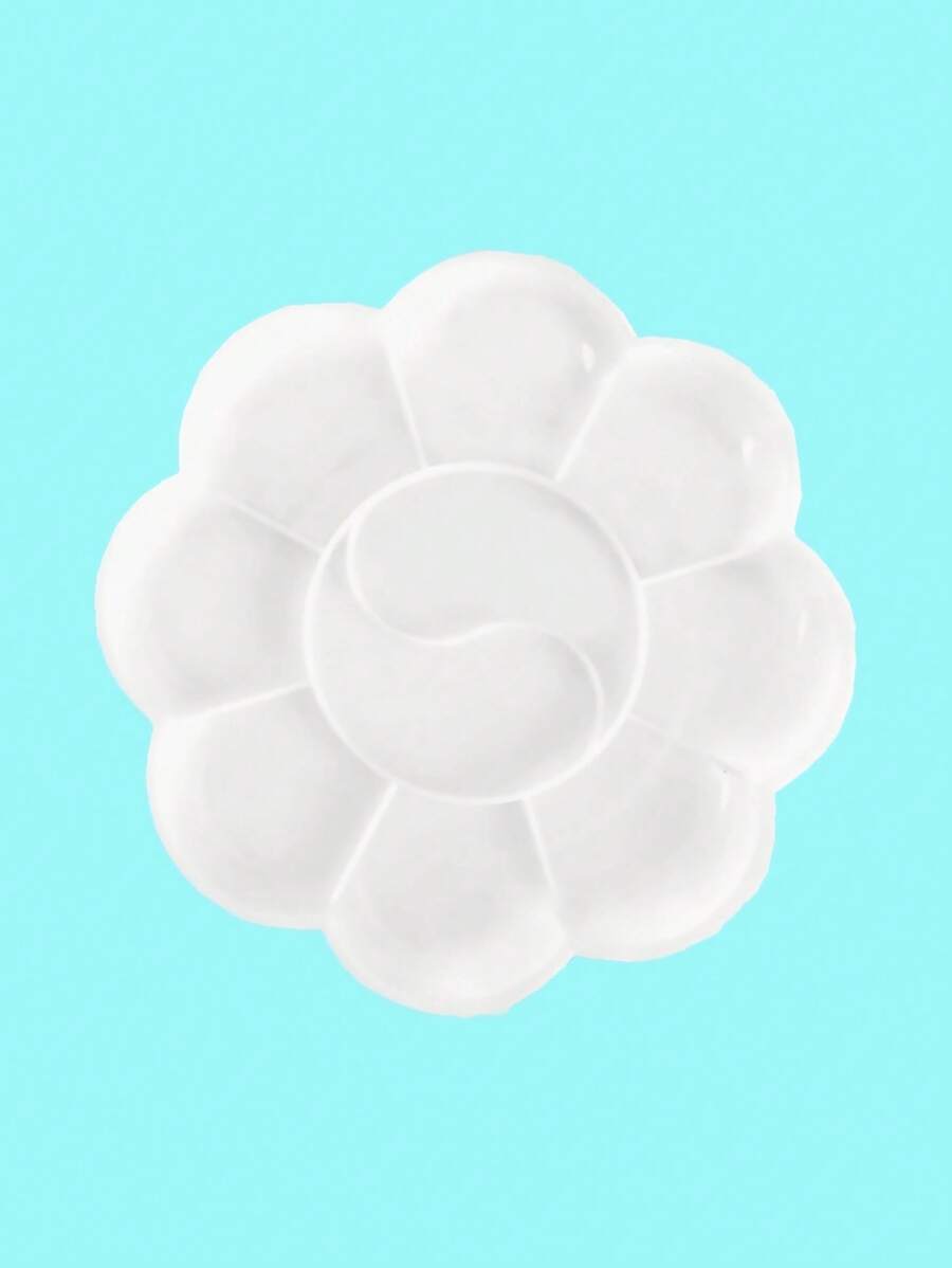 1入組素色花朵形調色板托盤，簡單多網格水粉托盤，用於繪圖 - 白色 - 查看 1