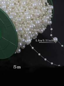 1 cuộn Thời trang Có giáo dục Ngọc trai Giả Hạt DIY Đối với phụ nữ Để làm đồ trang sức DIY - Màu be - Xem 2