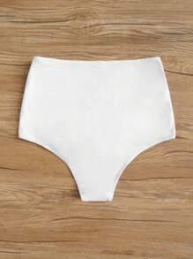 Swim Lushoire Summer Beach Ruched High Waisted Bikini Panty - White - View 2