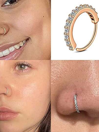 1入組前衛方晶鋯石裝飾鼻環適合女士身體裝飾用