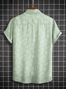 Manfinity Hypemode Men Leaf Print Shirt Without Tee - Mint Green - View 2
