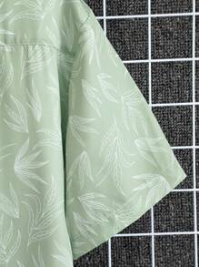 Manfinity Hypemode Men Leaf Print Shirt Without Tee - Mint Green - View 3