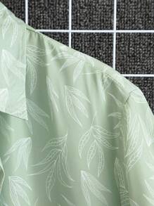 Manfinity Hypemode Men Leaf Print Shirt Without Tee - Mint Green - View 4
