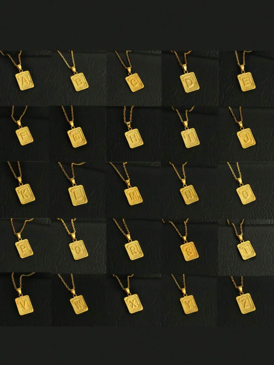 1 szt Modny Stal Nierdzewna Detale Z Literami Prostokątny Naszyjnik z zawieszką Dla mężczyzn Dla Prezent , Dla Biżuteria Prezent I Impreza