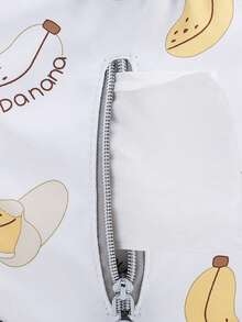 Bebé Mochila bolsa de pañal con estampado de plátano y letra con multi bolsillo - Blanco - Ver 4