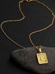 1 szt Modny Stal Nierdzewna Detale Z Literami Prostokątny Naszyjnik z zawieszką Dla mężczyzn Dla Prezent , Dla Biżuteria Prezent I Impreza