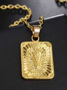 1 szt Modny Stal Nierdzewna Detale Z Literami Prostokątny Naszyjnik z zawieszką Dla mężczyzn Dla Prezent , Dla Biżuteria Prezent I Impreza