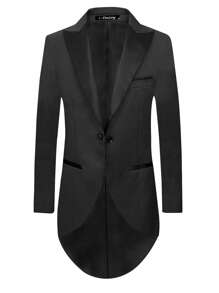 Áo khoác blazer đơn nút viền cao cho nam - màu đen - Xem 1