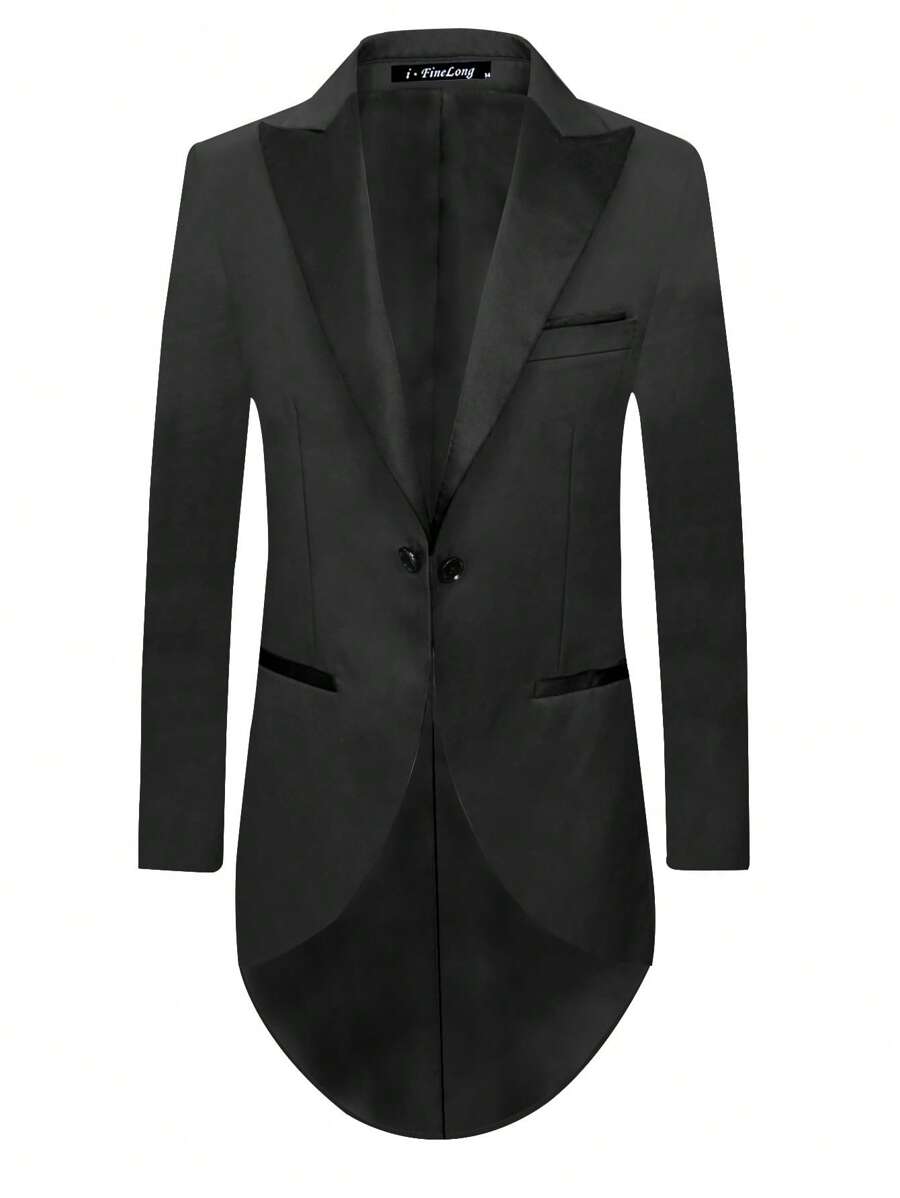 Áo khoác blazer đơn nút viền cao cho nam - màu đen - Xem 1