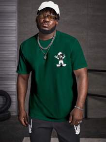 Manfinity EMRG Hombres Camiseta con estampado de dibujos animados - Verde - Ver 2