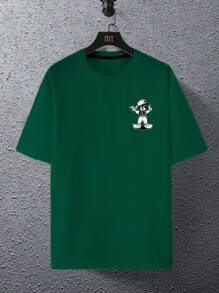 Manfinity EMRG Hombres Camiseta con estampado de dibujos animados - Verde - Ver 3