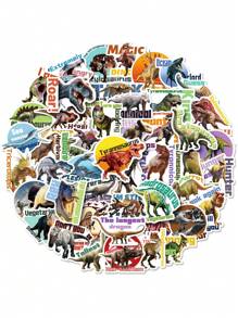 50入組/包字母和恐龍圖案什錦貼紙創意多用途貼紙適用於DIY工藝品、裝飾品、手帳 - 彩色 - 查看 1