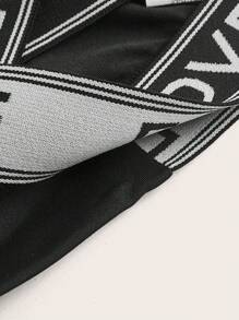 SHEIN Coolane Áo khoác và áo lót dành cho xe tăng nữ Hội Chữ thập Ruy băng Lá thư Giải trí - màu đen - Xem 4