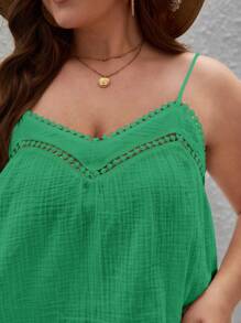 SHEIN Frenchy 大碼素色吊帶上衣 - 綠色 - 查看 3
