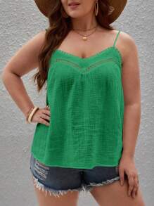 SHEIN Frenchy 大碼素色吊帶上衣 - 綠色 - 查看 6