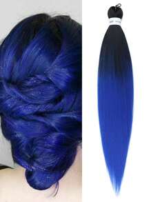 1入裝黑藍多色預拉伸26英寸延伸頭髮，防火合成纖維製的專業合成纖維鉤織多色扭結辮，適用於女性和兒童日常假期和Cosplay編織軟雅克紋理，熱水定型編織頭髮插片適用於萬聖節和聖誕節 - 彩色 - 查看 1