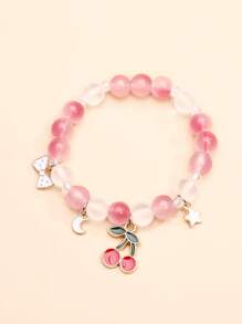 1入組時尚櫻桃和星形墜飾串珠手鏈適合女士日常裝飾 - 彩色 - 查看 4