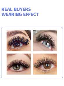 Qeelasee 一箱 8~15 毫米混合橢圓扁平睫毛延長霧面深色羊絨睫毛延長柔軟個人睫毛 - 黑色 - 查看 5