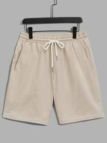 HIMLAND Loose-Fit Men's Cotton Half-Button Shirt And Drawstring Waist Shorts Set