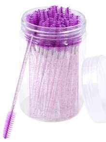 Disposable Eyelash Brush Set, 50pcs Plastic Portable Makeup Brush For Daily Use - Purple - View 2