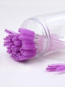 Disposable Eyelash Brush Set, 50pcs Plastic Portable Makeup Brush For Daily Use - Purple - View 3