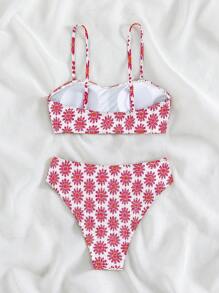 Swim Mod Summer Beach Floral Print Bikini Set - Multicolor - View 2