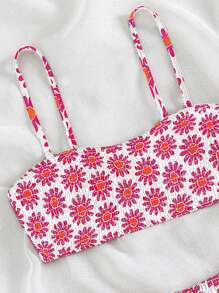 Swim Mod Summer Beach Floral Print Bikini Set - Multicolor - View 3