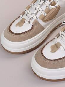 撞色前綁帶板鞋 - 卡其色 - 查看 4