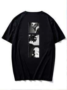 Manfinity LEGND Men Sculpture & Slogan Graphic Tee - Black - View 4