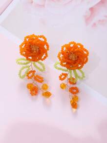 2入組串珠花耳墜 - 黃色 - 查看 1