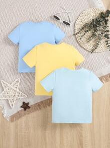 SHEIN 男嬰3入組半排扣T恤 - 彩色 - 查看 2