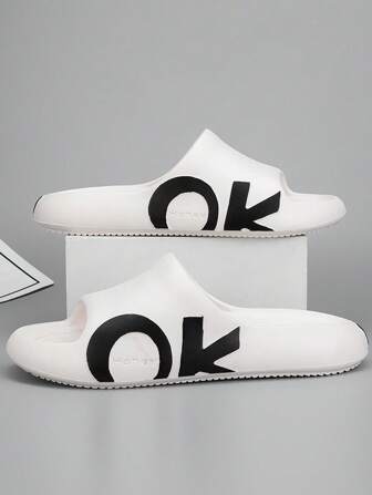 時尚拖鞋適用於男士字母圖案單帶拖鞋