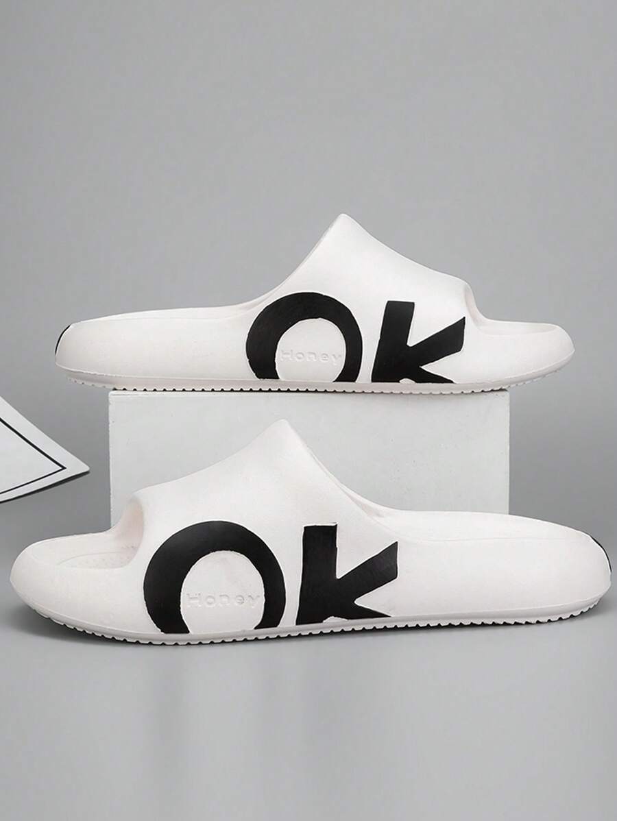 時尚拖鞋適用於男士字母圖案單帶拖鞋