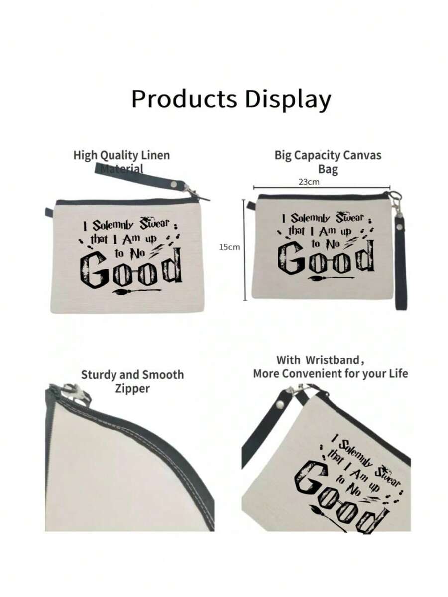 Letter Graphic Makeup Bag,Pink Room Decor Home Bedroom Bathroom Living