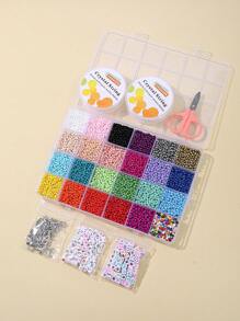 1 Hộp gồm 16000 hạt hạt thủy tinh 2 mm/3 mm với bộ mặt dây chuyền quyến rũ và hạt chữ cái dành cho vòng cổ tự làm của phụ nữ và trẻ em gái Sáng tạo và làm thủ công vòng cổ - Nhiều màu - Xem 3