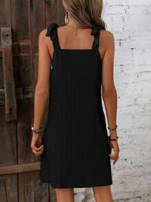 SHEIN LUNE Solid Dual Pocket Pinafore Dress Without Tube Top - Black - View 2