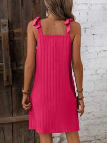 SHEIN LUNE 素色雙口袋背帶洋裝不附抹胸 - 玫紅色 - 查看 2