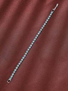 Cubic Zirconia Decor Bracelet - Baby Blue - View 3