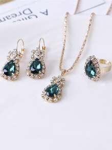 1 件女士奢华休闲优雅方形石英手表 + 女士珠宝配饰 - 綠色 - 查看 4