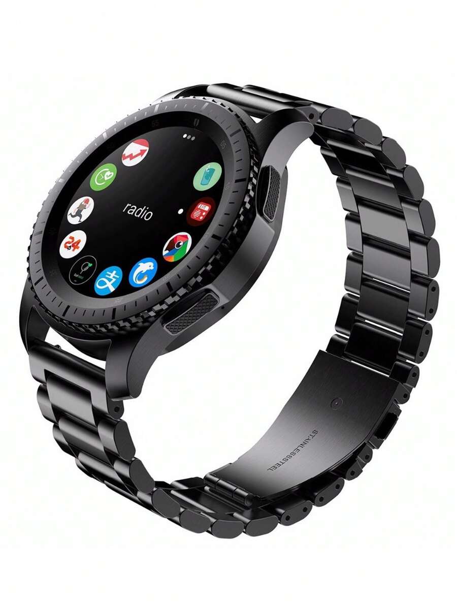 1条不锈钢表带，20mm/22mm。适用于三星 Galaxy Watch 7/6/5 Pro/4 Classic、Gear S3 Frontier、华为 Watch GT 4 46mm、GT3、GTR 4 等智能手表的替换表带。通用石英表带，适用于西铁城 (Citizen)。奢华机械表带/腕带。实心金属链式表带，带快拆表扣。商务办公运动日常佩戴。送给男士、父亲、男友的生日礼物佳选。