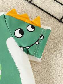 SHEIN Baby Boy Cartoon & Letter Graphic 3D Design Tee - White - View 3