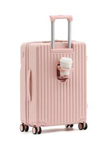 Maleta carry on de viaje multipropósito con ruedas & puerto USB - Rosa - Ver 2