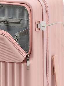 Maleta carry on de viaje multipropósito con ruedas & puerto USB - Rosa - Ver 5