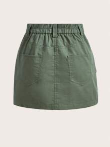 SHEIN EZwear 翻蓋口袋工裝裙